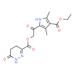 ChemSpider 2D Image | 2-[4-(Ethoxycarbonyl)-3,5-dimethyl-1H-pyrrol-2-yl]-2-oxoethyl 6-oxo-1,4,5,6-tetrahydro-3-pyridazinecarboxylate | C16H19N3O6