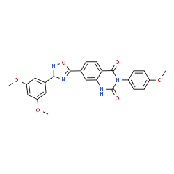 ChemSpider 2D Image | 7-[3-(3,5-Dimethoxyphenyl)-1,2,4-oxadiazol-5-yl]-3-(4-methoxyphenyl)-2,4(1H,3H)-quinazolinedione | C25H20N4O6