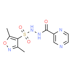 ChemSpider 2D Image | N'-[(3,5-Dimethyl-1,2-oxazol-4-yl)sulfonyl]-2-pyrazinecarbohydrazide | C10H11N5O4S