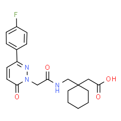 ChemSpider 2D Image | {1-[({[3-(4-Fluorophenyl)-6-oxo-1(6H)-pyridazinyl]acetyl}amino)methyl]cyclohexyl}acetic acid | C21H24FN3O4
