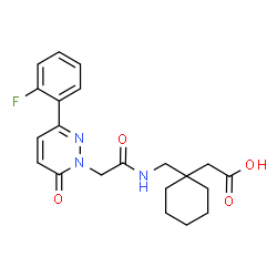 ChemSpider 2D Image | {1-[({[3-(2-Fluorophenyl)-6-oxo-1(6H)-pyridazinyl]acetyl}amino)methyl]cyclohexyl}acetic acid | C21H24FN3O4