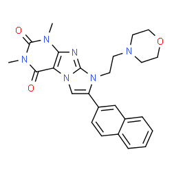 ChemSpider 2D Image | 1,3-Dimethyl-8-[2-(4-morpholinyl)ethyl]-7-(2-naphthyl)-1H-imidazo[2,1-f]purine-2,4(3H,8H)-dione | C25H26N6O3