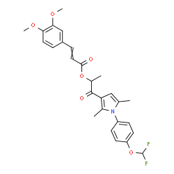 ChemSpider 2D Image | 1-{1-[4-(Difluoromethoxy)phenyl]-2,5-dimethyl-1H-pyrrol-3-yl}-1-oxo-2-propanyl 3-(3,4-dimethoxyphenyl)acrylate | C27H27F2NO6