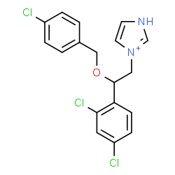 ChemSpider 2D Image | 3-{2-[(4-Chlorobenzyl)oxy]-2-(2,4-dichlorophenyl)ethyl}-1H-imidazol-3-ium | C18H16Cl3N2O