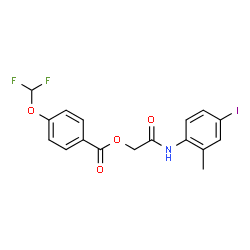 ChemSpider 2D Image | 2-[(4-Iodo-2-methylphenyl)amino]-2-oxoethyl 4-(difluoromethoxy)benzoate | C17H14F2INO4