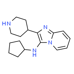 ChemSpider 2D Image | N-Cyclopentyl-2-(4-piperidinyl)imidazo[1,2-a]pyridin-3-amine | C17H24N4