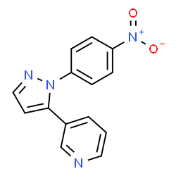 ChemSpider 2D Image | 3-(1-(4-Nitrophenyl)-1H-pyrazol-5-yl)pyridine | C14H10N4O2