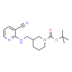 ChemSpider 2D Image | 1,1-Dimethylethyl 3-[[(3-cyano-2-pyridinyl)amino]methyl]-1-piperidinecarboxylate | C17H24N4O2