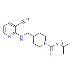 ChemSpider 2D Image | 2-Methyl-2-propanyl 4-{[(3-cyano-2-pyridinyl)amino]methyl}-1-piperidinecarboxylate | C17H24N4O2