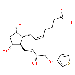 ChemSpider 2D Image | (5Z)-7-{(1R,2R,3R,5S)-3,5-Dihydroxy-2-[(1E,3R)-3-hydroxy-4-(3-thienyloxy)-1-buten-1-yl]cyclopentyl}-5-heptenoic acid | C20H28O6S