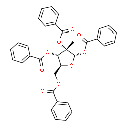 ChemSpider 2D Image | 1,2,3,5-Tetra-O-benzoyl-2-C-methyl-alpha-L-ribofuranose | C34H28O9