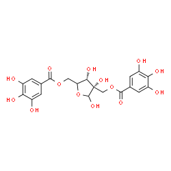 ChemSpider 2D Image | (4xi)-5-O-(3,4,5-Trihydroxybenzoyl)-2-C-{[(3,4,5-trihydroxybenzoyl)oxy]methyl}-L-erythro-pentofuranose | C20H20O14