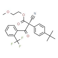 ChemSpider 2D Image | 2-Methoxyethyl (2R)-2-cyano-2-[4-(2-methyl-2-propanyl)phenyl]-3-oxo-3-[2-(trifluoromethyl)phenyl]propanoate | C24H24F3NO4