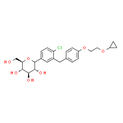 ChemSpider 2D Image | (1xi)-1,5-Anhydro-1-(4-chloro-3-{4-[2-(cyclopropyloxy)ethoxy]benzyl}phenyl)-D-glucitol | C24H29ClO7