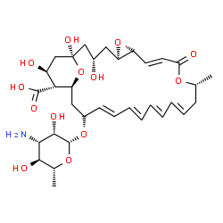 ChemSpider 2D Image | (1R,3S,5R,7S,8E,12R,20E,22S,24S,25R,26S)-22-[(3-Amino-3,6-dideoxy-beta-D-mannopyranosyl)oxy]-1,3,26-trihydroxy-12-methyl-10-oxo-6,11,28-trioxatricyclo[22.3.1.0~5,7~]octacosa-8,14,16,18,20-pentaene-25-
carboxylic acid | C33H47NO13