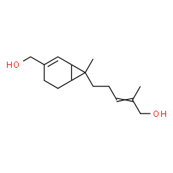 ChemSpider 2D Image | 5-[3-(Hydroxymethyl)-7-methylbicyclo[4.1.0]hept-2-en-7-yl]-2-methyl-2-penten-1-ol | C15H24O2