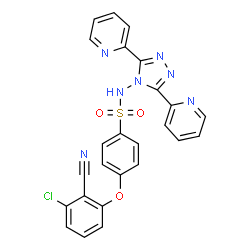 ChemSpider 2D Image | 4-(3-Chloro-2-cyanophenoxy)-N-[3,5-di(2-pyridinyl)-4H-1,2,4-triazol-4-yl]benzenesulfonamide | C25H16ClN7O3S