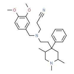 ChemSpider 2D Image | 3-{(3,4-Dimethoxybenzyl)[2-(1,2,5-trimethyl-4-phenyl-4-piperidinyl)ethyl]amino}propanenitrile | C28H39N3O2