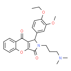 ChemSpider 2D Image | 2-[3-(Dimethylamino)propyl]-1-(4-ethoxy-3-methoxyphenyl)-1,2-dihydrochromeno[2,3-c]pyrrole-3,9-dione | C25H28N2O5