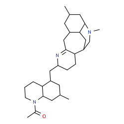 ChemSpider 2D Image | 1-{5-[(11,14-Dimethyl-6,14-diazatetracyclo[7.6.2.0~2,7~.0~13,17~]heptadec-6-en-5-yl)methyl]-7-methyloctahydro-1(2H)-quinolinyl}ethanone | C30H49N3O