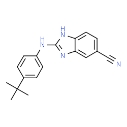 ChemSpider 2D Image | 2-[(4-Tert-Butylphenyl)amino]-1h-Benzimidazole-6-Carbonitrile | C18H18N4