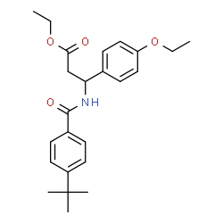ChemSpider 2D Image | Ethyl 3-[(4-tert-butylbenzoyl)amino]-3-(4-ethoxyphenyl)propanoate | C24H31NO4