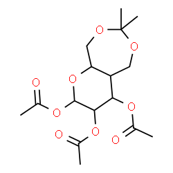 ChemSpider 2D Image | 7,7-Dimethylhexahydro-2H-pyrano[2,3-e][1,3]dioxepine-2,3,4-triyl triacetate | C16H24O9