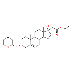 ChemSpider 2D Image | Ethyl 17-hydroxy-3-(tetrahydro-2H-pyran-2-yloxy)pregn-5-en-21-oate | C28H44O5