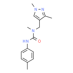 ChemSpider 2D Image | 1-[(1,3-Dimethyl-1H-pyrazol-4-yl)methyl]-1-methyl-3-(4-methylphenyl)urea | C15H20N4O