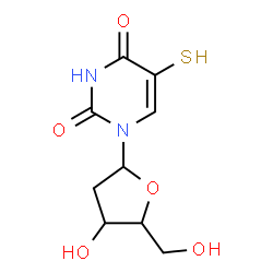 ChemSpider 2D Image | 1-(2-Deoxypentofuranosyl)-5-sulfanyl-2,4(1H,3H)-pyrimidinedione | C9H12N2O5S