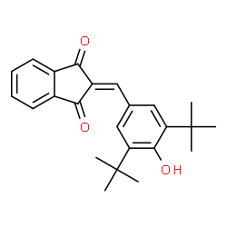 ChemSpider 2D Image | 2-[4-Hydroxy-3,5-bis(2-methyl-2-propanyl)benzylidene]-1H-indene-1,3(2H)-dione | C24H26O3