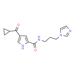 ChemSpider 2D Image | 4-(Cyclopropylcarbonyl)-N-[3-(1H-imidazol-1-yl)propyl]-1H-pyrrole-2-carboxamide | C15H18N4O2