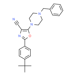 ChemSpider 2D Image | 5-(4-benzylpiperazin-1-yl)-2-(4-tert-butylphenyl)-1,3-oxazole-4-carbonitrile | C25H28N4O