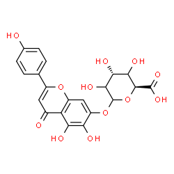 ChemSpider 2D Image | 5,6-Dihydroxy-2-(4-hydroxyphenyl)-4-oxo-4H-chromen-7-yl D-erythro-hexopyranosiduronic acid | C21H18O12