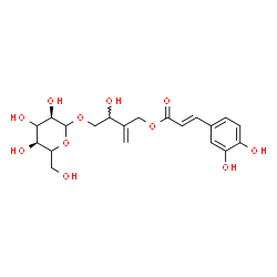 ChemSpider 2D Image | 4-(D-erythro-Hexopyranosyloxy)-3-hydroxy-2-methylenebutyl (2E)-3-(3,4-dihydroxyphenyl)acrylate | C20H26O11