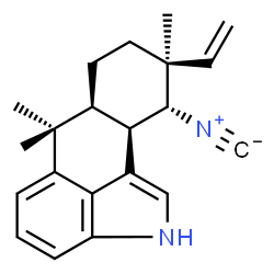 ChemSpider 2D Image | (6aS,9S,10R,10aR)-10-Isocyano-6,6,9-trimethyl-9-vinyl-2,6,6a,7,8,9,10,10a-octahydronaphtho[1,2,3-cd]indole | C21H24N2