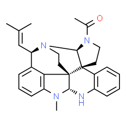 ChemSpider 2D Image | 1-[(2S,6R,14R,22R,25R)-15-Methyl-25-(2-methyl-1-propen-1-yl)-1,3,13,15-tetraazaheptacyclo[18.4.1.0~2,6~.0~6,22~.0~7,12~.0~14,22~.0~16,21~]pentacosa-7,9,11,16,18,20-hexaen-3-yl]ethanone | C28H32N4O