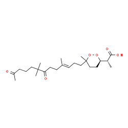ChemSpider 2D Image | (2R)-2-{(3R)-6-Methyl-6-[(3E)-4,8,8-trimethyl-7,12-dioxo-3-tridecen-1-yl]-1,2-dioxan-3-yl}propanoic acid | C24H40O6