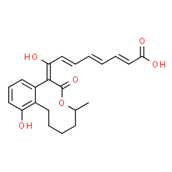 ChemSpider 2D Image | (2E,4E,6E,8E)-8-Hydroxy-8-(9-hydroxy-4-methyl-2-oxo-5,6,7,8-tetrahydro-2H-3-benzoxecin-1(4H)-ylidene)-2,4,6-octatrienoic acid | C22H24O6