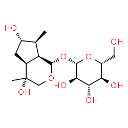 ChemSpider 2D Image | (1S,4R,4aS,6S,7S,7aR)-4,6-Dihydroxy-4,7-dimethyloctahydrocyclopenta[c]pyran-1-yl beta-D-glucopyranoside | C16H28O9