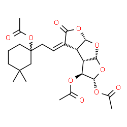 ChemSpider 2D Image | (2R,3S,3aS,3bR,4Z,6aS,7aR)-4-[2-(1-Acetoxy-3,3-dimethylcyclohexyl)ethylidene]-5-oxooctahydrodifuro[2,3-b:3',2'-d]furan-2,3-diyl diacetate | C24H32O10
