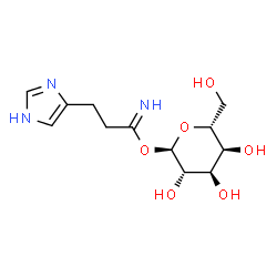 ChemSpider 2D Image | 1-O-[3-(1H-Imidazol-4-yl)propanimidoyl]-alpha-D-altropyranose | C12H19N3O6