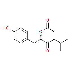 ChemSpider 2D Image | (2S)-1-(4-Hydroxyphenyl)-5-methyl-3-oxo-2-hexanyl acetate | C15H20O4