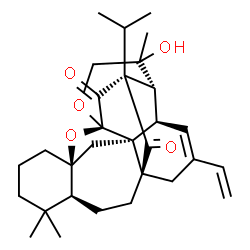 ChemSpider 2D Image | (1R,2S,4S,9S,12R,16R,17R,22R)-18-Hydroxy-22-isopropyl-8,8,18-trimethyl-14-vinyl-20,24-dioxaheptacyclo[10.8.3.1~1,4~.0~2,12~.0~2,16~.0~4,9~.0~17,22~]tetracos-14-ene-21,23-dione | C30H40O5