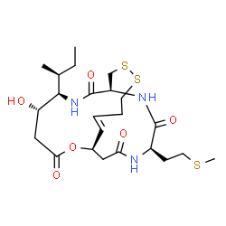ChemSpider 2D Image | (1R,5S,6R,9S,20R)-6-[(2S)-2-Butanyl]-5-hydroxy-20-[2-(methylsulfanyl)ethyl]-2-oxa-11,12-dithia-7,19,22-triazabicyclo[7.7.6]docos-15-ene-3,8,18,21-tetrone | C23H37N3O6S3