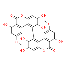 ChemSpider 2D Image | 2,2',3,3',7,7'-Hexahydroxy-9,9'-dimethoxy-6H,6'H-1,1'-bibenzo[c]chromene-6,6'-dione | C28H18O12