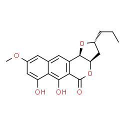 ChemSpider 2D Image | (2R,3aR,11bR)-6,7-Dihydroxy-9-methoxy-2-propyl-2,3,3a,11b-tetrahydro-5H-benzo[g]furo[3,2-c]isochromen-5-one | C19H20O6