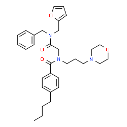 ChemSpider 2D Image | N-{2-[Benzyl(2-furylmethyl)amino]-2-oxoethyl}-4-butyl-N-[3-(4-morpholinyl)propyl]benzamide | C32H41N3O4