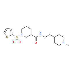 ChemSpider 2D Image | N-[2-(1-Methyl-4-piperidinyl)ethyl]-1-(2-thienylsulfonyl)-3-piperidinecarboxamide | C18H29N3O3S2