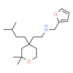 ChemSpider 2D Image | 2-[2,2-Dimethyl-4-(3-methylbutyl)tetrahydro-2H-pyran-4-yl]-N-(2-furylmethyl)ethanamine | C19H33NO2